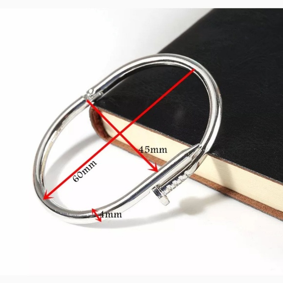 Titanium stainless steel nail bangle bracelet - Picture 2 of 4